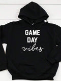 Men's Hoodie Game Day Vibes Bold Text On Minimalist Black Hoodie