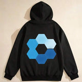 Men's Hoodie Geometric Pattern With Gradient Blue Hexagons Abstract Shape