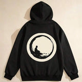 Men's Hoodie Meditative Circle With Silhouette Sitting Among Flowing Brushwork Hoodie