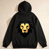 Men's Hoodie Geometric Shadows And Bold Golden Mane Lion