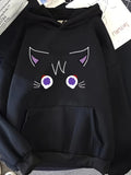 Men's Hoodie Cute Purple Accented Whiskers With Cartoon Cat Face
