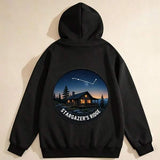 Men's Hoodie Stargazers House Cozy Wooden Cabin Among Twilight Forest Under Stars