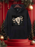 Men's Hoodie Majestic Mountain Skull With Abstract Bones And Horns Skull