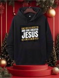 Men's Hoodie All Good Things And God Created Jesus Hoodie With Christmas Trees Background