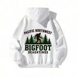 Men's Hoodie Pacific Northwest Forest With Vintage Trees And Mythical Bigfoot