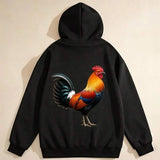 Men's Hoodie Colorful Feathers Shining Bright Among Sunlit Morning Rooster