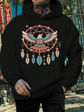 Men's Hoodie Dreamcatcher With Colorful Geometric Feathers And Soaring Bird Motif