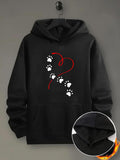 Men's Hoodie Red Heart Line With Cute Paw Prints Hoodie
