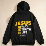 Men's Hoodie The Way Truth Life With Inspirational Words On Black Hoodie