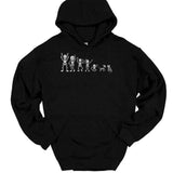 Men's Hoodie Cartoon Family With Smiling Stick Figures Together On Black Hooded Sweatshirt