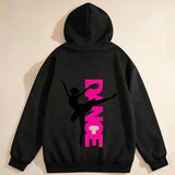 Men's Hoodie Pink Vertical Lettering With Dancer Silhouette Graceful Ballet Pose