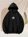Men's Hoodie Minimalist Modern Silhouette With Bold White Centered Star Emblem Hoodie