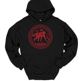 Men's Hoodie Traditional Patterned Elephant Surrounded By Decorative Circular Motif Elephant