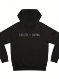 Men's Hoodie Cafecito Editing Minimal Text Style On Black Hoodie