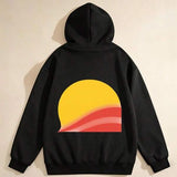 Men's Hoodie Minimalist Color Blocking With Abstract Sunrise Graphic Sun