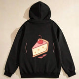 Men's Hoodie Delicate Slice Of Cheesecake With Cherry Dessert
