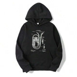 Men's Hoodie Instructional Diagram And Text Illustration Of A Brass Musical Instrument Tuba