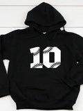 Men's Hoodie Sporty Black With Baseball Stitching Graphic Number