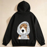 Men's Hoodie Cute Brown Dog Wearing Spotted Headscarf Among Soft Shadows Dog