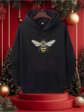 Men's Hoodie Ornate Golden Striped Bee With Delicate Wings Under Winter Lights Bee