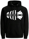 Men's Hoodie Evolution Graphics With Reflected Silhouette Biker On Black Hoodie