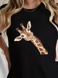 Women's Hoodie Gentle Morning Light Highlighting Playful Curious Giraffe Neck