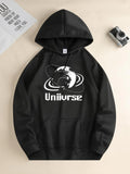 Men's Hoodie Planetary Rings Orbiting Bold Text Universe