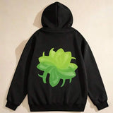 Men's Hoodie Bold Green Layers With Abstract Form Natural Plant