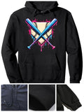 Men's Hoodie Neon Graffiti Splatter Overlapping Baseball Bats And Ball