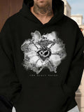 Men's Hoodie The Black Dahlia Smoky Petal Art With Abstract Botanical Centerpiece Flower