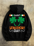 Men's Hoodie Saint Patricks Day With Green Shamrock Leaves And Festive Symbols