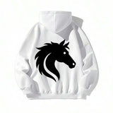 Men's Hoodie Bold Graphic Silhouette Among Sleek Minimal Curves Horse