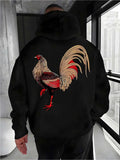 Men's Hoodie Vivid Feathery Plumage In Morning Sunlight Proud Rooster