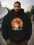 Men's Hoodie Sunset Glow With Stylish Sunglasses Cat By The Beach
