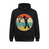 Men's Hoodie Retro Sunset With Silhouette Swinging A Baseball Bat Player