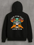 Men's Hoodie Lorem Ipsum Colorful Flowers And Swords Among Green Leaves Skull