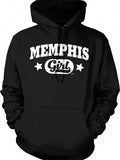 Men's Hoodie Memphis Girl With Bold Stars And Vintage Collegiate Style Text