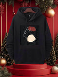 Men's Hoodie Abstract Line Face With Contrasting Cream And Rust Color Shapes
