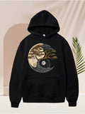 Men's Hoodie Dreamy Yin Yang Moon With Flowing Waves And Ancient Pine Tree