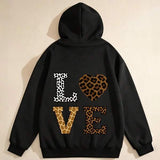 Men's Hoodie Wild Animal Prints With Textured Heart Love