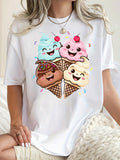 Women's Hoodie Sweet Cartoon Smiling Ice Cream Scoops On Waffle Cones