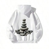 Men's Hoodie Smooth Pebbles Carefully Balanced Under Soft Light Stones