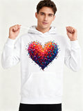 Men's Hoodie Multicolored Dotted Heart Bursting With Vibrant Energetic Colorful Patterned Shapes Heart