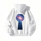Men's Hoodie Galaxy Portal View With Keyhole Shaped Mystical Space Design