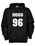 Men's Hoodie Bold Letter Hood Ninety Six Number Print Hoodie