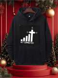 Men's Hoodie Get Connected Signal Strength Bars With Religious Cross Motif Hoodie