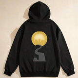 Men's Hoodie Golden Light Over Abstract Path With Glowing Urban Silhouette Sun