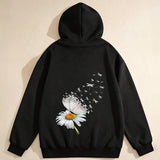 Men's Hoodie Gentle Spring Breeze With Flying Petals Over White Daisy