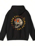 Men's Hoodie I Can See The Future Flaming Crystal Skull Surrounded By Vintage Accents