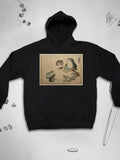 Men's Hoodie Vintage Illustration With Curious Frogs Surrounding A Playful Child Scene